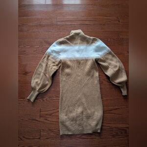 French Connection Tan and White Women's Sweater Dress